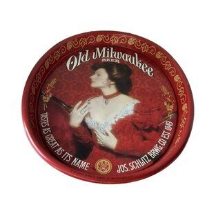 Vintage Antique Old Milwaukee Beer JOS Schilitz Brwg Oval Serving Metal Tray 15"